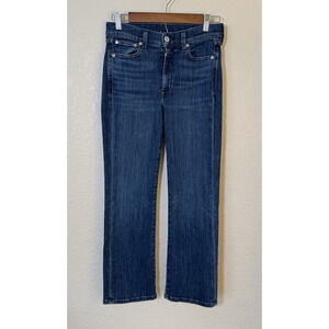 AYR The Pop Mid Rise Straight Leg Stretch Jeans Denim Blue 26S 26 Short Casual